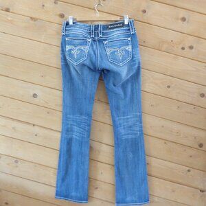 Rock Revival Blake Light Blue Denim Straight Boot Leg Jeans Size 29 Long Tall